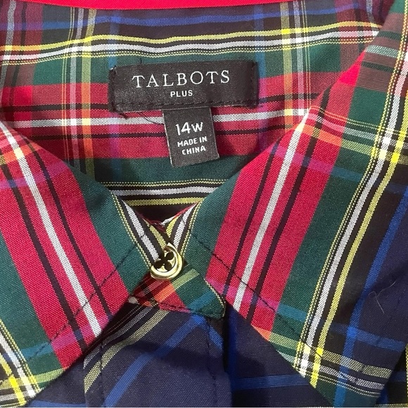 TALBOTS Plaid Tartan Perfect Shirt with Gold Buttons Women’s Plus 14 - Picture 6 of 10